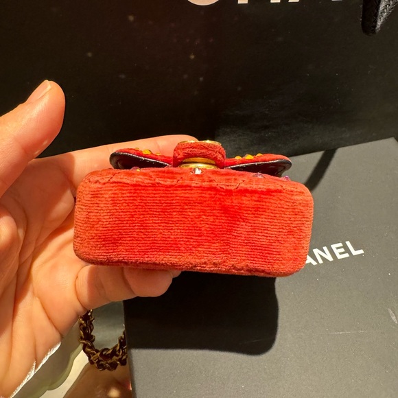 Chanel Crystal Micro Mini Velvet Chain Flap Bag - Picture 5 of 9